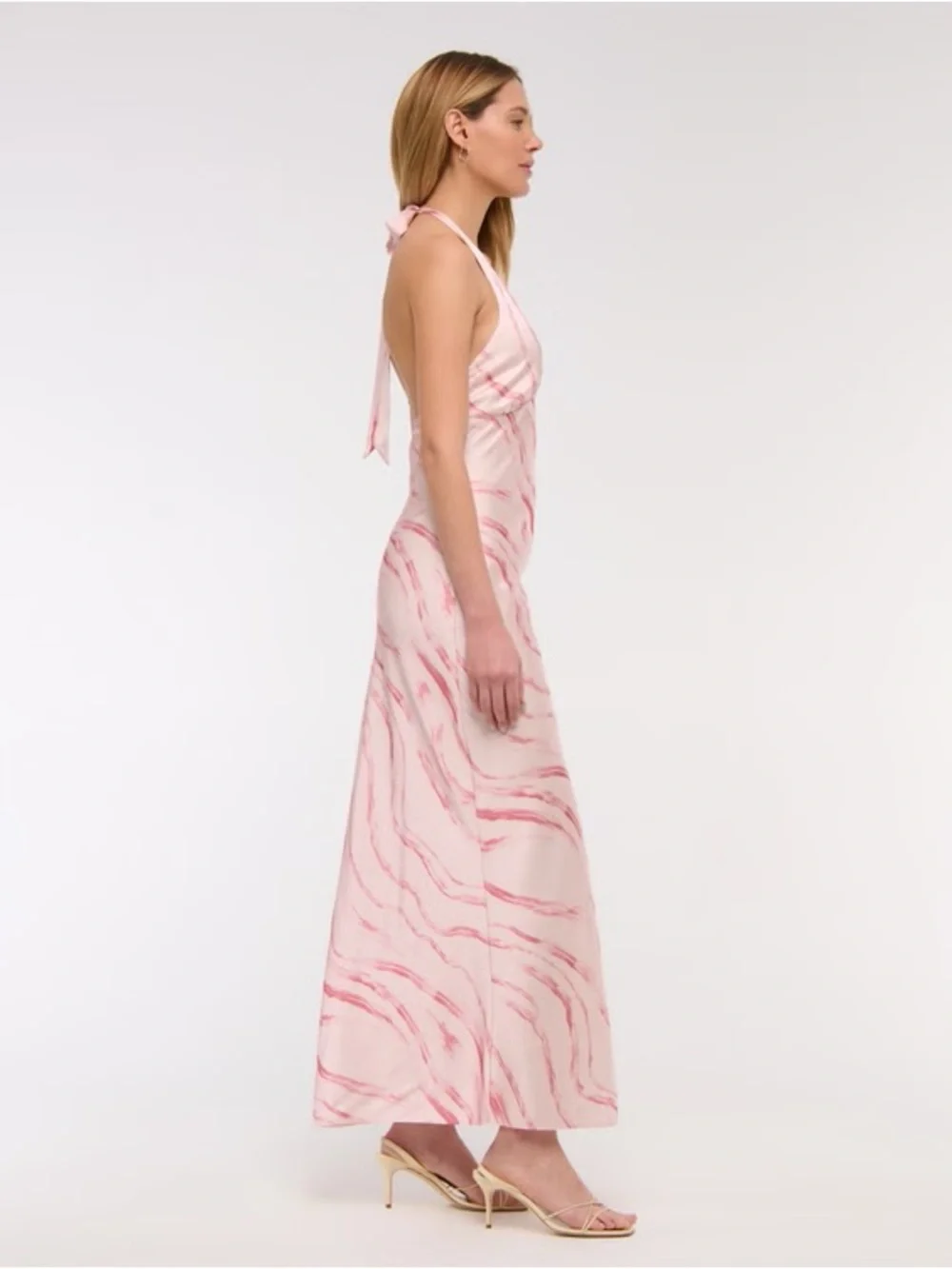 Abercrombie & Fitch Pink Silk Slinky Halter Slip Maxi Dress